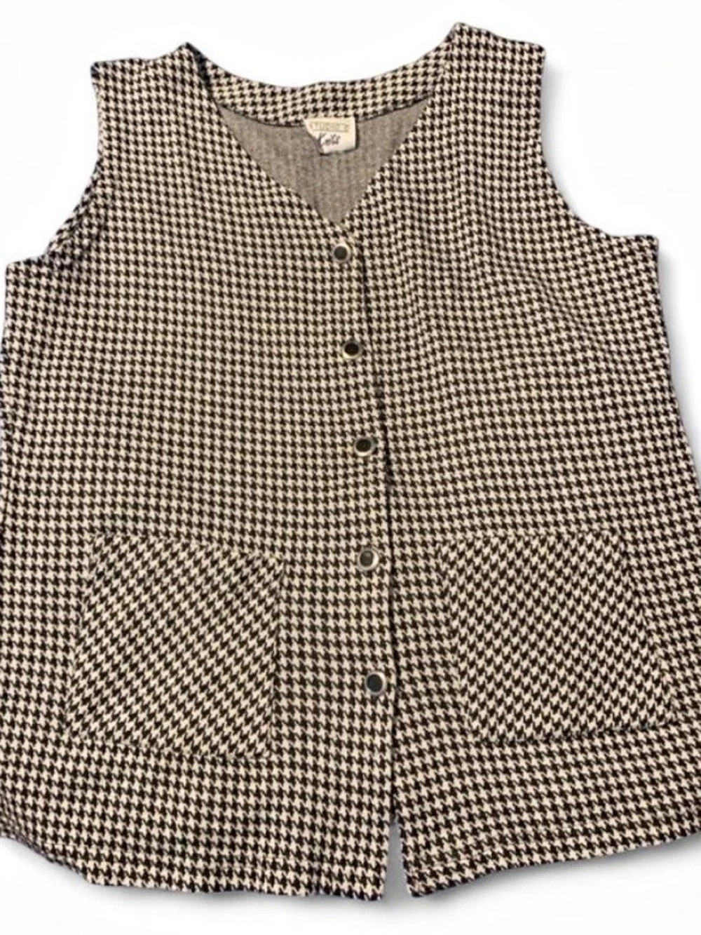 Vintage Studio C Knits Houndstooth Vest in Black & White Size Large/XL